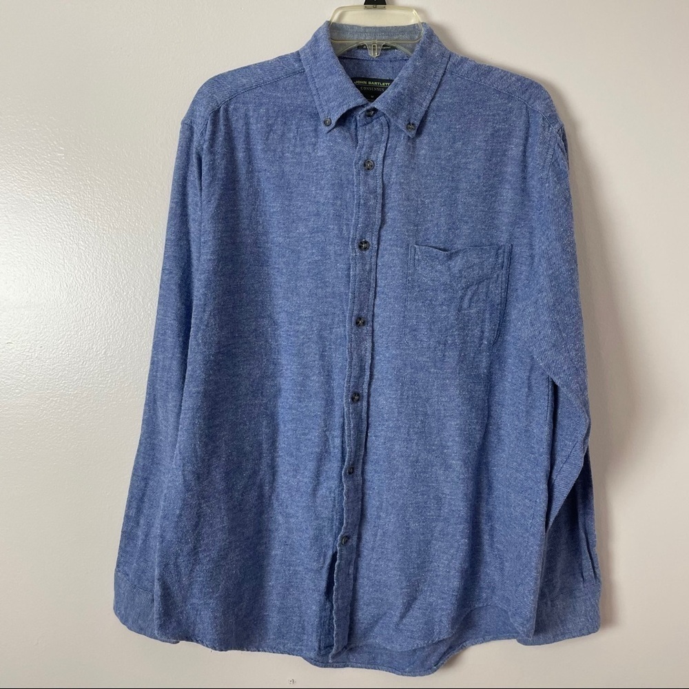 John Bartlett Men’s Flannel Button Down Shirt – Blue, Size Medium